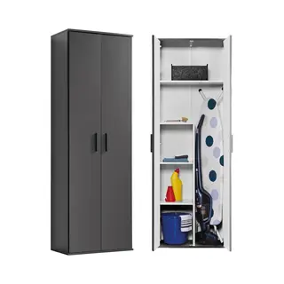 Mokebo Mehrzweckschrank Der Lange (60x180 Cm, Mit Staubsaugerfach) Besenschrank, Putzschrank, Flurschrank & Haushaltsschrank In Anthrazit