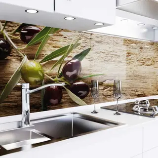 Danario Küchenrückwand Selbstklebend - Matt - Spritzschutz Küche - Versteifte Pet Folie - 0, 4 Mm - Oliven - 60cm X 220cm