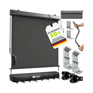 Tillvex® Verticale Zonwering, 200 X 250 Cm, Voor Buiten En Binnen, Buitenrolgordijn, Waterdicht, Met Handslinger, Voor Balkon, Terras En Tuin,