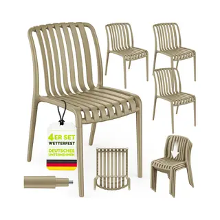 Tillvex® Gartenstühle 4er Set Stapelbar Wetterfest | Outdoor Stühle Bis 120kg Belastbar | Gartenstühle Outdoor | Terrassenstuhl Gartenmöbel