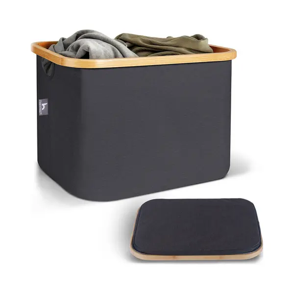 Hennez Adrian wasmand 41 l Rechthoekig Bamboo, Polyester Donkergrijs thumbnail