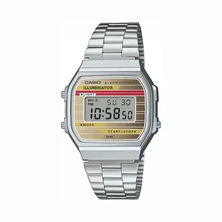 Casio Vintage A168WEHA-9AEF Red And Cream Stainless Steel Bracelet Digital Watch