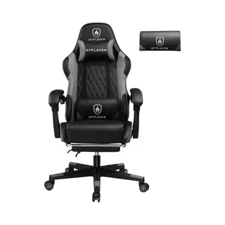 Gtplayer - Ergonomische Gamingstoel - Met Lendenkussen En Voetensteun - Grijs