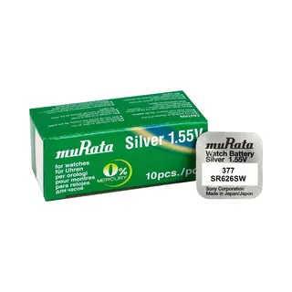 Murata SR626SW-Pbww Button Battery 377 Silver Oxide 26mAh 1.55V - 0% Mercury