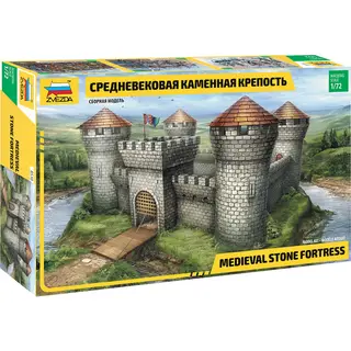 Zvezda Modelbouwpakket Diorama - 8510 Medieval Stone Fortress - Kasteel Diorama Plastic - 1, 72 - Modelbouw