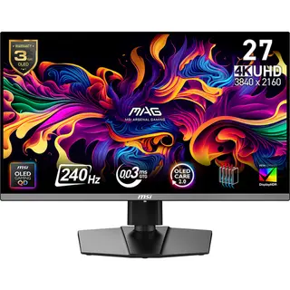 Msi Mag 272UP Qd-Oled X24 computer monitor 67.3 cm (26.5") 3840 x 2160 pixels 4K Ultra Hd Black