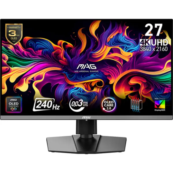 Msi Mag 272UP Qd-Oled X24 computer monitor 67.3 cm (26.5") 3840 x 2160 pixels 4K Ultra Hd Black thumbnail