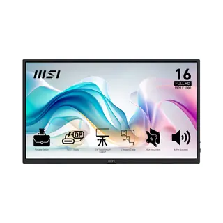 Msi Pro MP165 E6 Draagbare televisie en monitoor Draagbare monitor Zwart 39,6 cm (15.6") Led 1920 x 1080 Pixels
