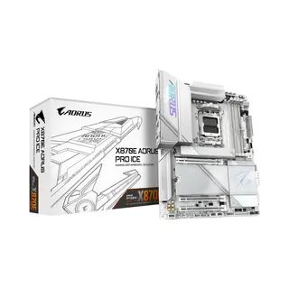 Gigabyte X870E Aorus Pro Ice Motherboard - Supports Amd Ryzen 9000 CPUs, 16+2+2 Phases Digital Vrm, up to 8000MHz DDR5 (Oc), 3xPCIe 5.0 + 1xPCIe 4.0, Wi-Fi 7, 2.5GbE Lan, Usb 4