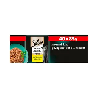 Sheba Mini Filets – Frischebeutel In Sauce, Auswahl Mit Geflügel Für Ausgewachsene Katzen – 40 X 85 G