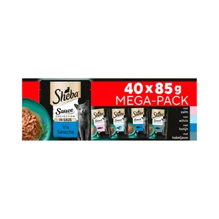 Sheba Sauce Collection Frischhaltebeutel, Nassfutter, Fischauswahl Für Ausgewachsene Katzen, 4 Sorten, 40 X 85 G