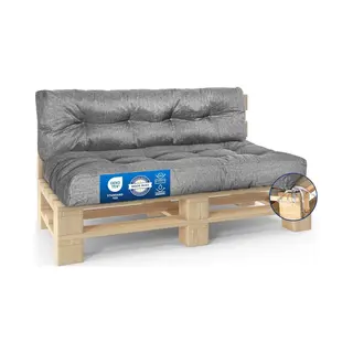 Mks Premium Palettenkussen Set Van 2 Eenheden (120x80 Cm + 120x40 Cm) - Outdoor & Indoor Zitkussen - Weerbestendig - Hoogwaardig - Comfortabel En