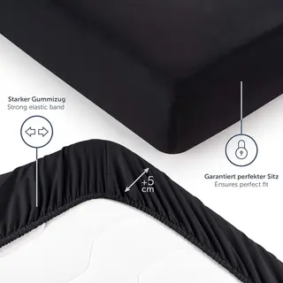 Blumtal Zacht Microvezel Hoeslaken 140x200 Cm - Tot 25 Cm Matrashoogte - Hoge Hoek - Perfecte Pasvorm - Heerlijk Zacht - Zwart