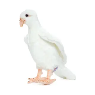 Hansa Pluche Duif - Levensechte Knuffelvogel - Wit - 20 Cm - Realistisch