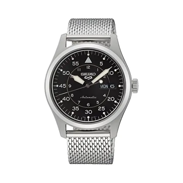 Seiko 5 Sports SRPH25K1 Men's Automatic Flieger Black Pvd Mesh Bracelet Watch thumbnail