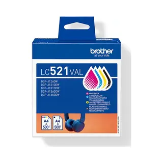 Brother LC521VAL inktcartridge 4 stuk(s) Origineel Zwart, Cyaan, Magenta, Geel