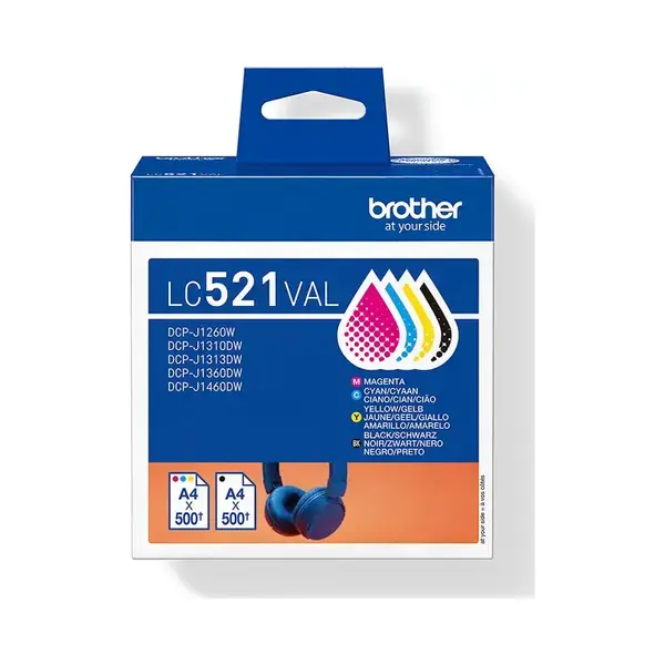 Brother LC521VAL inktcartridge 4 stuk(s) Origineel Zwart, Cyaan, Magenta, Geel thumbnail