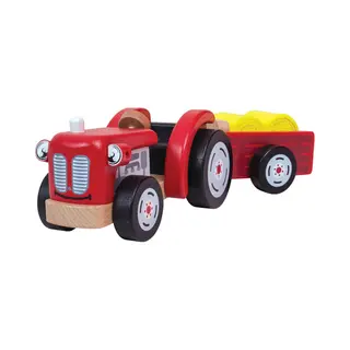 Tidlo T0502 Wooden Tractor And Trailer With Hay, Multi-Colour