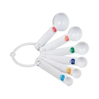 Tala Plastic Measuring Spoons, Set Of 6 Spoons With 1/4 Tsp/1.25ml - 1/3tsp/1.65ml - 1/2 Tsp/2.5ml - 1tsp/5ml - 1/2tbs/7.5ml - 1 Tbs/15ml