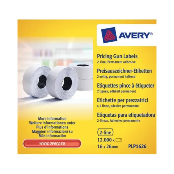 Avery PLP1626 selbstklebendes Etikett Preisschild Permanent Weiß 12000 Stück(e) thumbnail