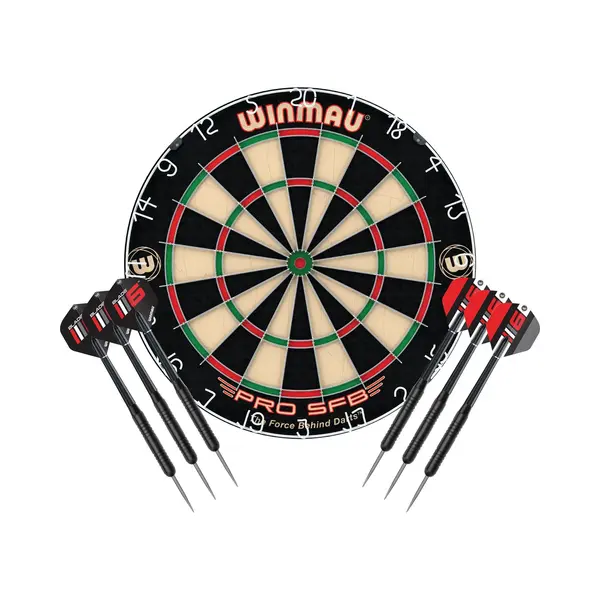 Winmau Pro Sfb Dartscheibe Mit 2 Sets Dartscheibe + Flights Und Schäfte (Wafts) thumbnail