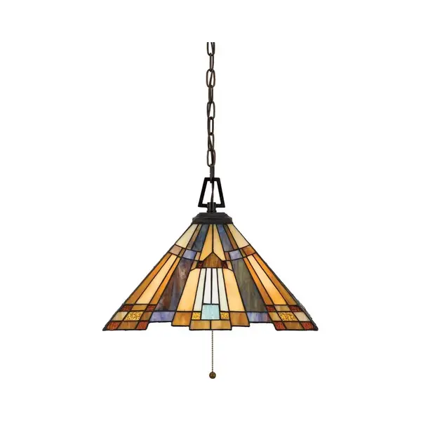 Quoizel Hanglamp Inglenook, Tiffany-stijl Kettingophanging thumbnail