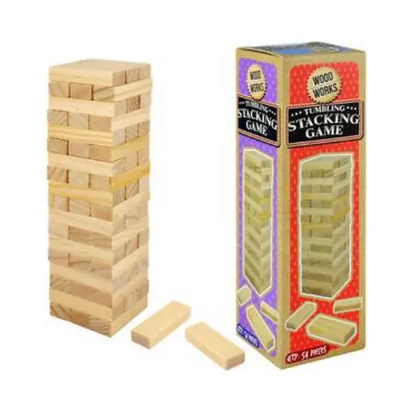 Henbrandt Houten Stapeltoren - Torenspel - Stacking Game - 54-delig - Mini - Reiseditie thumbnail