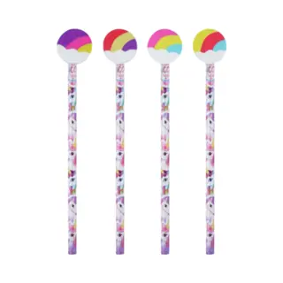 Henbrandt 6 X Unicorns Pencils With Novelty Erasers Toppers - Assorted Colours