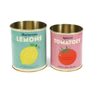 Rex London Medium Lemon And Tomato Storage Tins (set Of 2)