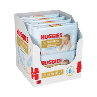 Huggies Extra Care Sensitive Baby Wipes - 8 Pack (384 Wipes) – Plastic Free Wet Wipes, 99% Water, Fragrance Free, Hypoallergenic, Extra Soft Texture