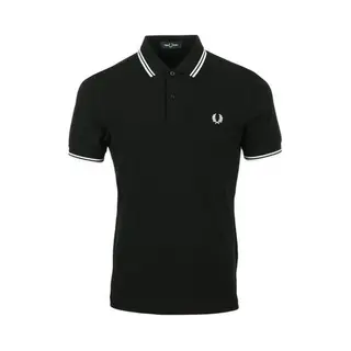 Fred Perryvoor Mannen. M3600 Polo Twin Tipped Zwart (Xxl), Casual, Katoen, Korte Mouwen