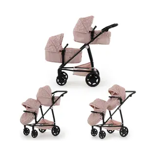 Puggle 2-In-1 Dolls Tandem Pram Pushchair - Scattered Stars Pink