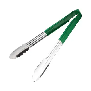 Vogue Hygiplas Serveertang / Vleestang - Kleurcode Groen - Rvs - 30cm - Gladde Vorm Tegen Bacteriën - Horeca Bbq Tang