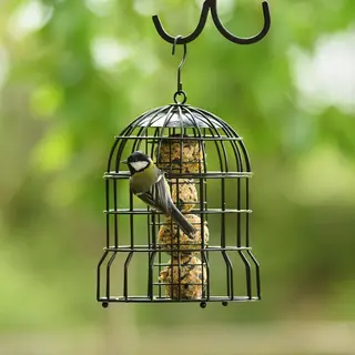 C J Wildlife Cj Wildlife Vetbolhouder Voor Vogels - Milan - Mezenbolhouder Met Beschermkooi - Veilig Eten Voor Kleine Tuinvogels - Voor 4 Vetbollen - Zwart