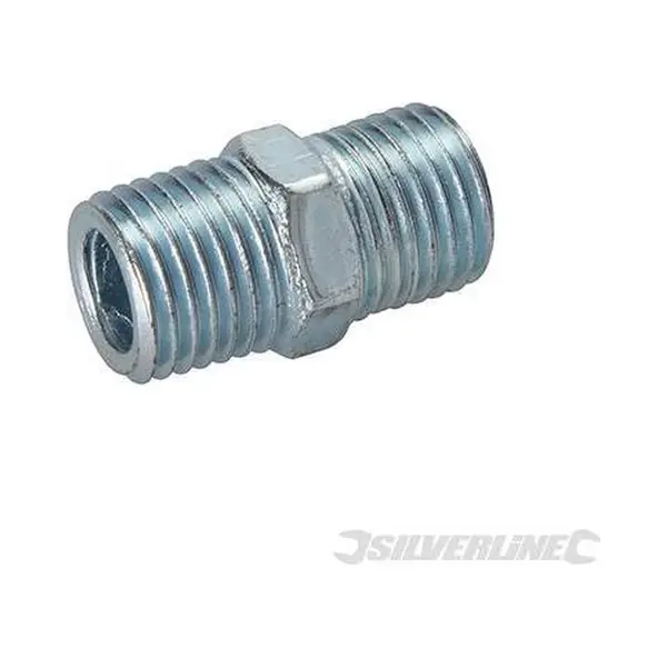 Silverline Luchtslang Borstnippel - 1/4" Bspt - Zink Geplateerd - 25 Mm - 2 Stuks thumbnail