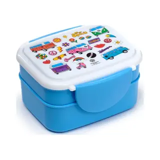 Puckator Volkswagen Vw T1 Camper Bus Retro Clip Lock Stacked Bento Lunch Box With Cutlery