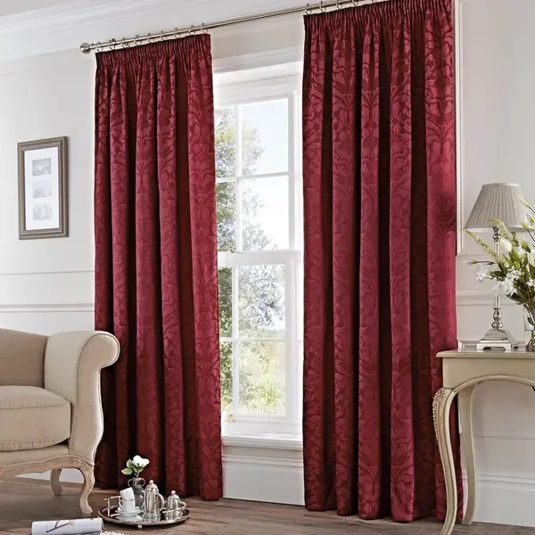 Terrys Dreams & Drapes Eastbourne Ready Made Pencil Pleat Curtains Burgundy thumbnail