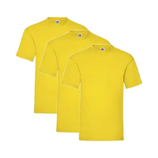 3 Pack - Fruit Of The Loom - Shirts - Kids - Ronde Hals - Maat 152 - Geel