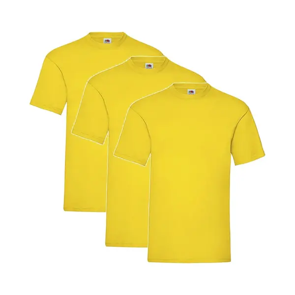 3 Pack - Fruit Of The Loom - Shirts - Kids - Ronde Hals - Maat 152 - Geel thumbnail