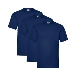 3 Pack - Fruit Of The Loom - Shirts - Kids - Ronde Hals - Maat 128 - Blauw