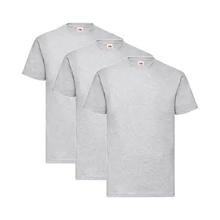 3 Pack - Fruit Of The Loom - Shirts - Kids - Ronde Hals - Maat 128 - Heather Grey
