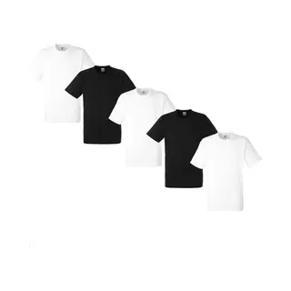 5 Pack Fruit Of The Loom American Heavy T-shirts Ronde Hals Maat Xl Kleur Zwart - Wit