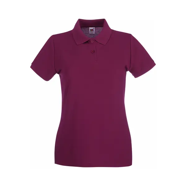Fruit Of The Loom Women's Premium Fitted Short-Sleeved Polo Shirt In Burgundy | Size, 2XL thumbnail