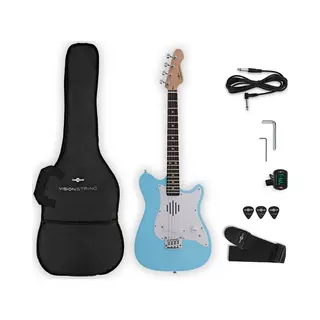 Gear4music Visionstring Mini Elektrische Gitaar Met Ingebouwde Luidspeaker, Blauw