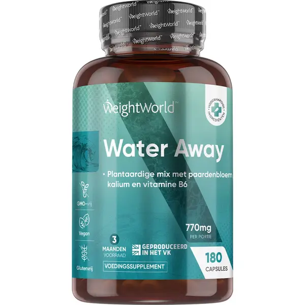 WeightWorld Water Away Kapseln - 11 In 1 Komplex Für 3 Monate - Mit Apfelessig, Grüner Tee, Löwenzahn, Kalium, Paprika - 180 Entwässerungskapseln - Nur 2 thumbnail