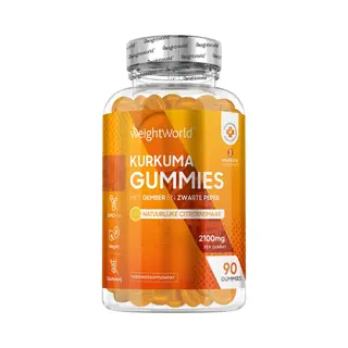 WeightWorld Turmeric Gummies With Black Pepper & Ginger 2100mg - 90 Natural Lemon Flavour Vegan Turmeric Gummies (3 Months Supply) –High Strength Alternative To