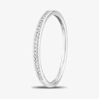 T.H.Baker Women's 9ct White Gold 0.08ct Diamond Pave Set Half Eternity Ring In Silver | Size, K