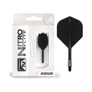 Red Dragon Darts – Nitro Flite Integrated Flight & Shaft System – No.2 Shape And Design – Black & Black Colour, Intermediate Length