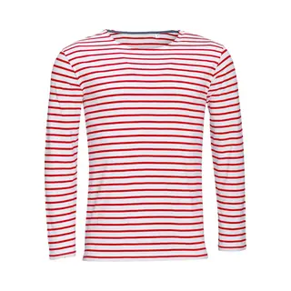 Sol's Sols - Gestreept T-shirt Met Lange Mouwen, Marineblauw, Heren Ridder, Wit/Rood, L