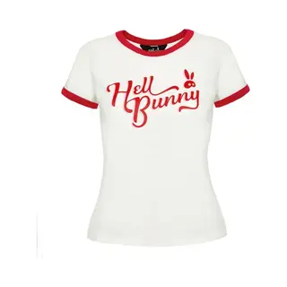 Hell Bunny Lucy Dames T-shirt - Wit/rood - L